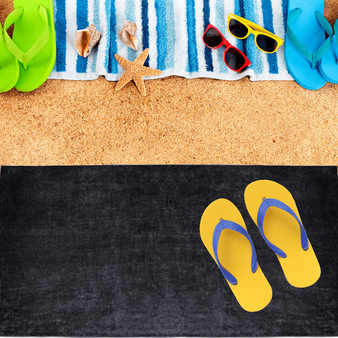 ELEGANI Oversized Large Terry Velour Beach Towel - Black - 35” x 60” - 100% Ring Spun Cotton