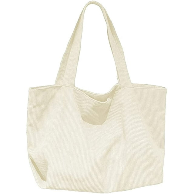 LHSHID Women Retro Corduroy Large Tote Bag Corduroy Trendy Shoulder Bag Casual Lightweight Handbag