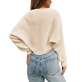thumbnail image 4 of Long Sleeve Open Front Women's Bolero Shrug Sweater Knitted Cropped Cardigan Y2K Tops, 4 of 4