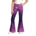 thumbnail image 6 of Little Girls Flare Leggings Pants Sequin Print Bottom Fit For Back To School Casual Joggers Girls Sweatpants With Pocket Size 5-6T, 6 of 6