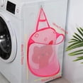 thumbnail image 2 of Hanging Laundry Basket with Hook, Breathable Mesh Hamper for Clothes Towels, Foldable Storage for Bathroom Pink 16", 2 of 6