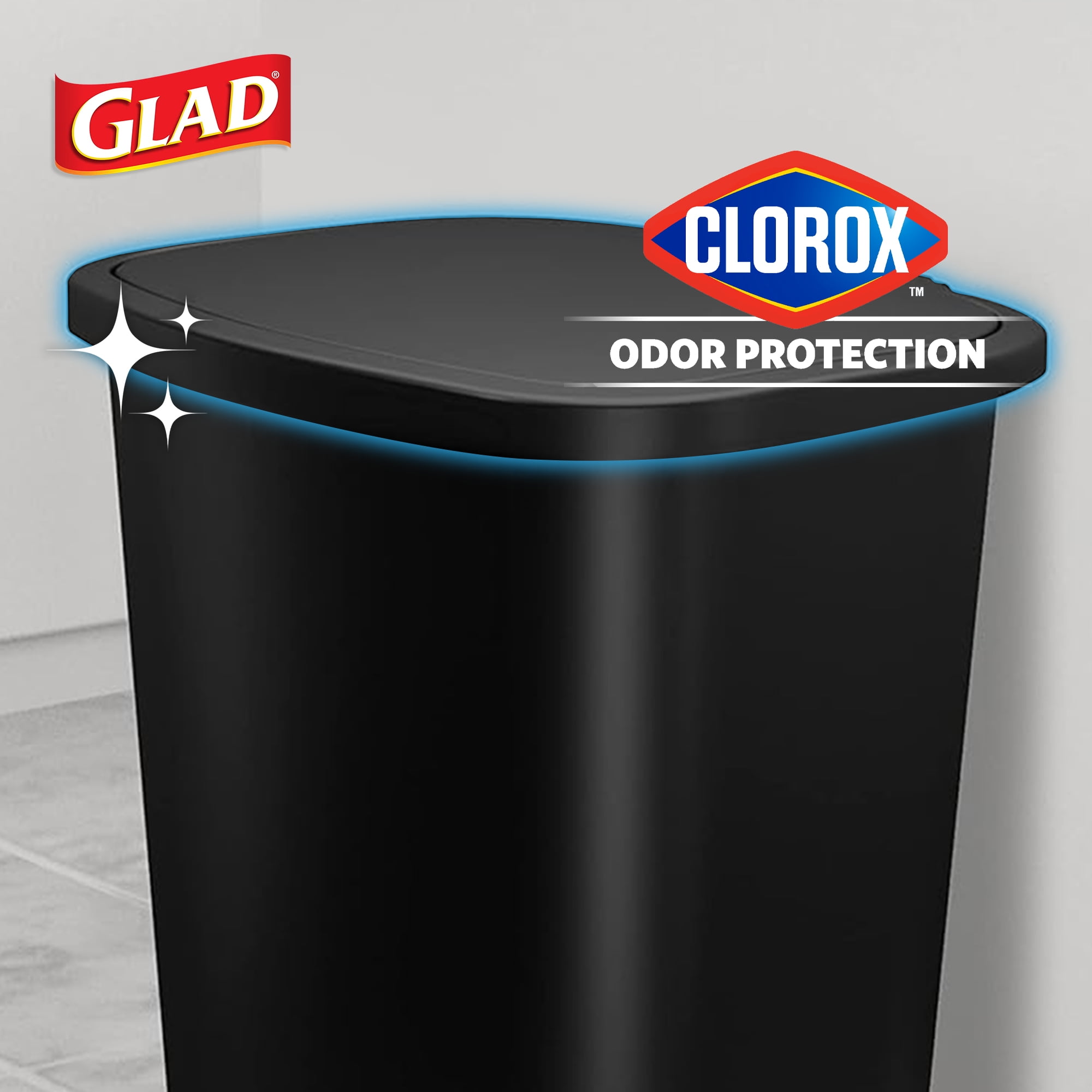 Glad Kitchen Trash Can, 20 Gallon Plastic Step Garbage Bin with Lid, Black