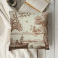 thumbnail image 3 of SHANXI Light Brown and White Toile Pillow Covers French Country Decor Vintage Cottage Outdoor Throw Pillow Covers Pillow Cases linen Cushion Covers for Couch Decor 18x18in, 3 of 5