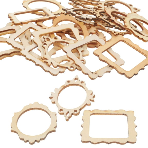 60 Pcs DIY Handmade Hollow Wood Chip Decorative Pendant