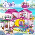 thumbnail image 2 of Juguete de construcción HSANHE Pink Girls Summer Villa Friends 1018 unidades, 2 of 7
