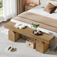 thumbnail image 2 of Tribesigns 59" Long End of Bed Bench, Farmhouse Bedroom Bench for Bedroom, Living Room, Entry Way, Brown, 2 of 5