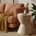 thumbnail image 3 of LeisureMod Modern Side Table Hourglass Design with Round Fiberstone and Pedestal Base, Accent End Table for Indoor Home, Outdoor Patio, Living Room Sofa, Weather-Resistant, Loft Series in Moss Grey, 3 of 12