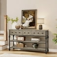 thumbnail image 3 of 52" Console Table, Entryway Console Sofa Table, Behind Couch Table, Entryway Table with 3 Drawers, 3 Tier Sofa Table, Open Shelf Behind Couch Table for Hallway, Living Room, Metal Roman Column, 3 of 9