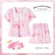 thumbnail image 3 of Conjunto de pijama con estampado de dibujos animados para niños y adultos, camisa de manga corta con lazo, Camiseta con estampado de My Melody Kuromi, ropa de verano para el hogar, 3 of 4