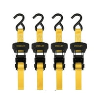 Stanley Ratchet Straps 1.25" X 16' 3000Lbs 4Pk
