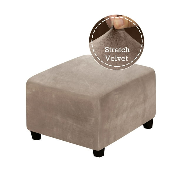 KBOOK Ottoman Cover Square Ottoman Slipcover Stretch Velvet Footrest