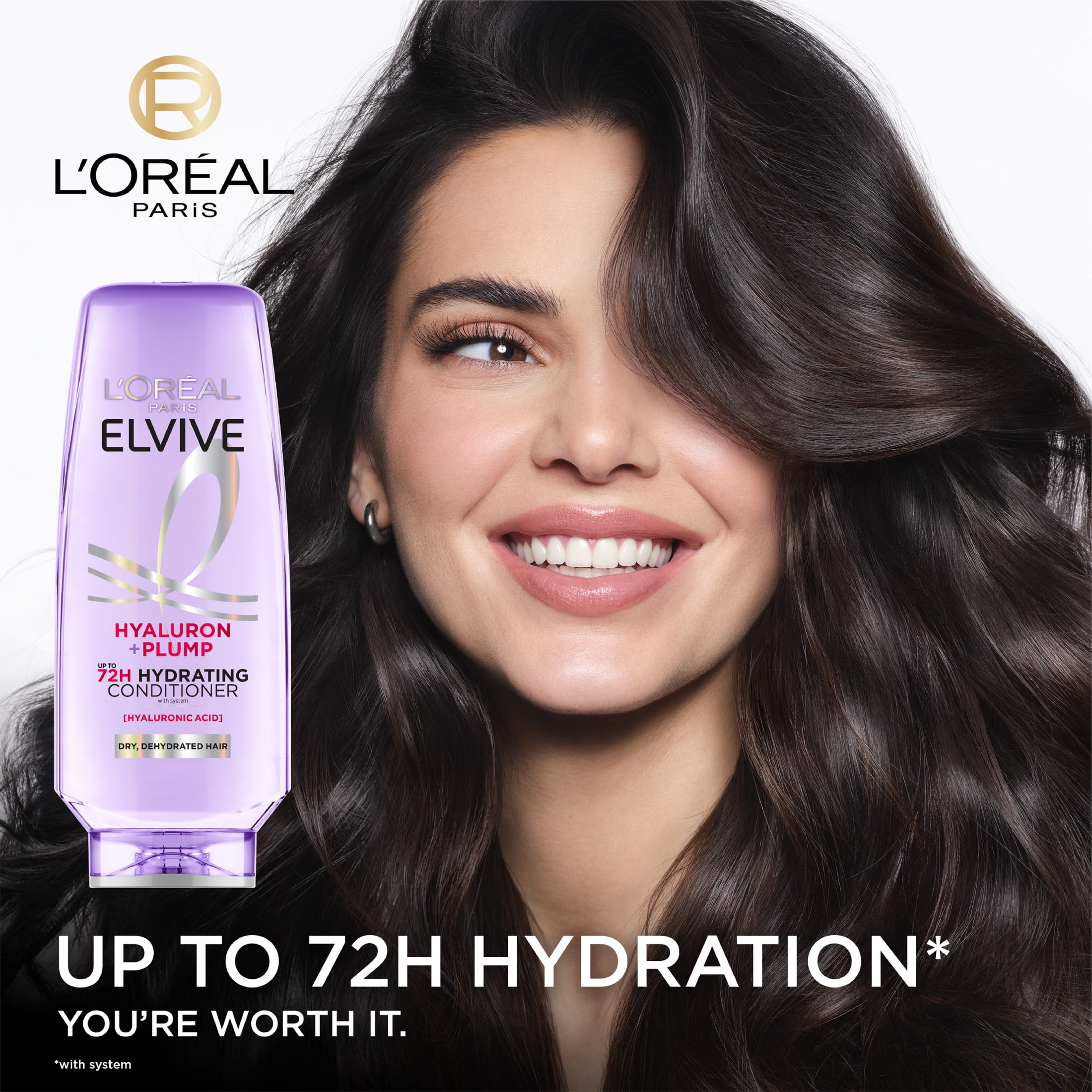 (6 pack) L'Oreal Paris Elvive Hyaluron Plump Hydrating Hair Conditioner, Moisturizing, Squeeze, 13.5 fl oz