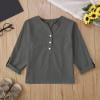 thumbnail image 2 of July 2025 Toddler Girl Short Sleeve Graphic T-Shirt Linen Shirts for Girl 3/4 Sleeve V Neck Blouses Buttons Loose Fit T Shirts Solid Color Summer Holiday Tops Tops for Teens Girls Summer, 2 of 2