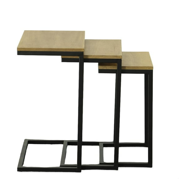 Carolina Classics Astrid Nesting Table in Harvest Oak and Aged Iron
