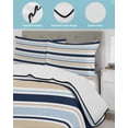 thumbnail image 3 of Twin XL Quilt Bedding Set, Navy Blue Khaki Striped Reversible Summer Quilt 3 Pieces, Farmhouse Stripes Modern Abstract Art Lightweight Bedspreads Coverlets with 2 Pillow Shams for All Seasons, 3 of 5
