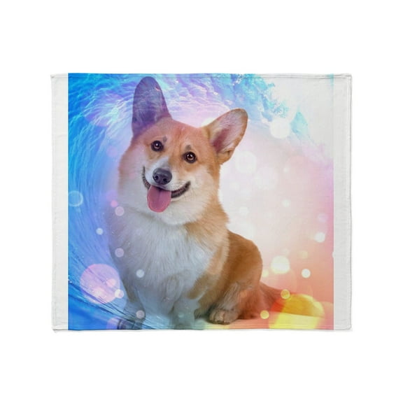 CafePress - Smiling Corgi With Blue Wave Throw Blanket - Soft Fleece Throw Blanket, 50"x60" for All Ages
