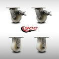 thumbnail image 2 of 4 Inch 316 Stainless Steel Nylon Caster Set w/Roller Bearing 2 Brake 2 Rigid SCC, 2 of 2