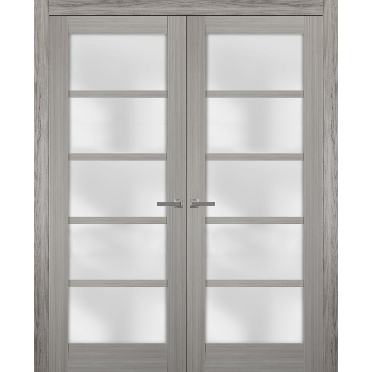 Solid French Double Doors Frosted Glass | Quadro 4002 Grey Ash | Sample ...