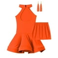 thumbnail image 4 of Alvivi Kids Girls Dancing Clothes Set Sleeveless Latin Dress+Boxer Shorts+Tassel Earrings, 4 of 4