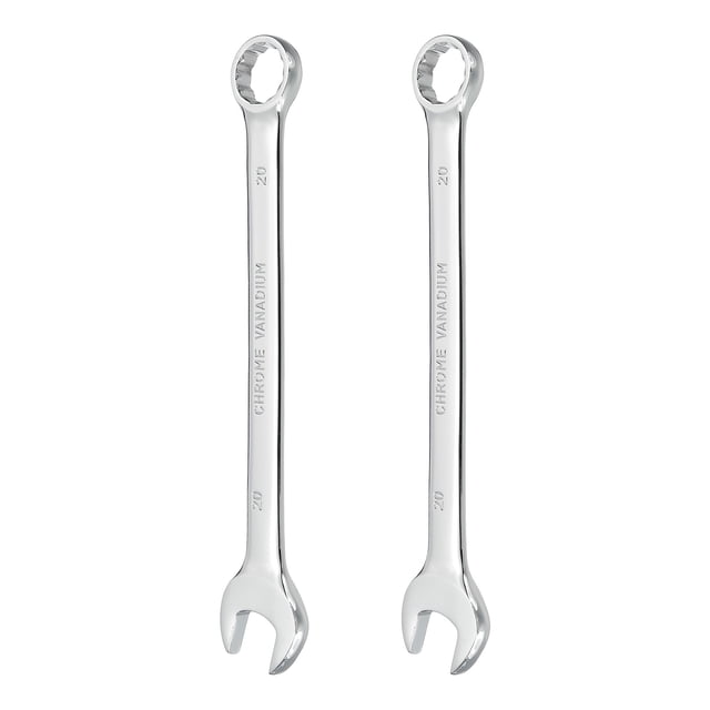2Pcs Combination Wrench 20mm Metric 12-Point Box and Open End CR-V Steel Spanner