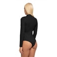 thumbnail image 2 of Women's Long Sleeve Mock Neck Jumpsuit Bodysuit, S, Black, by Ambesonne, 2 of 4
