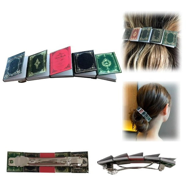 Clip de pelo mini libro, clip de pelo fijo estilo mini caligrafía, accesorio de clip de pelo de libro pequeño vintage hecho a mano, regalo para los amantes de los libros