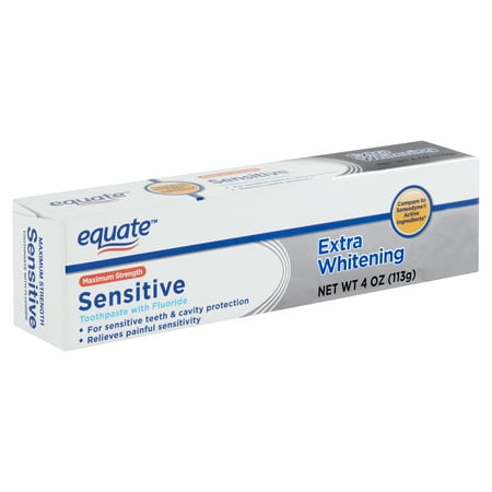 (2 pack) Equate Maximum Strength Sensitive Extra Whitening Toothpaste with Fluoride, 4