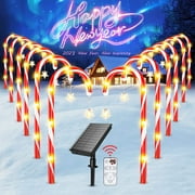 VACUSHOP Outdoor Christmas Decorations, 12 Pack Solar Christmas Candy Cane Lights with Wireless Remote Control & Bigger Solar Panel, 9 Modes Bright All Night Solar Christmas Yard Pathway Decorations