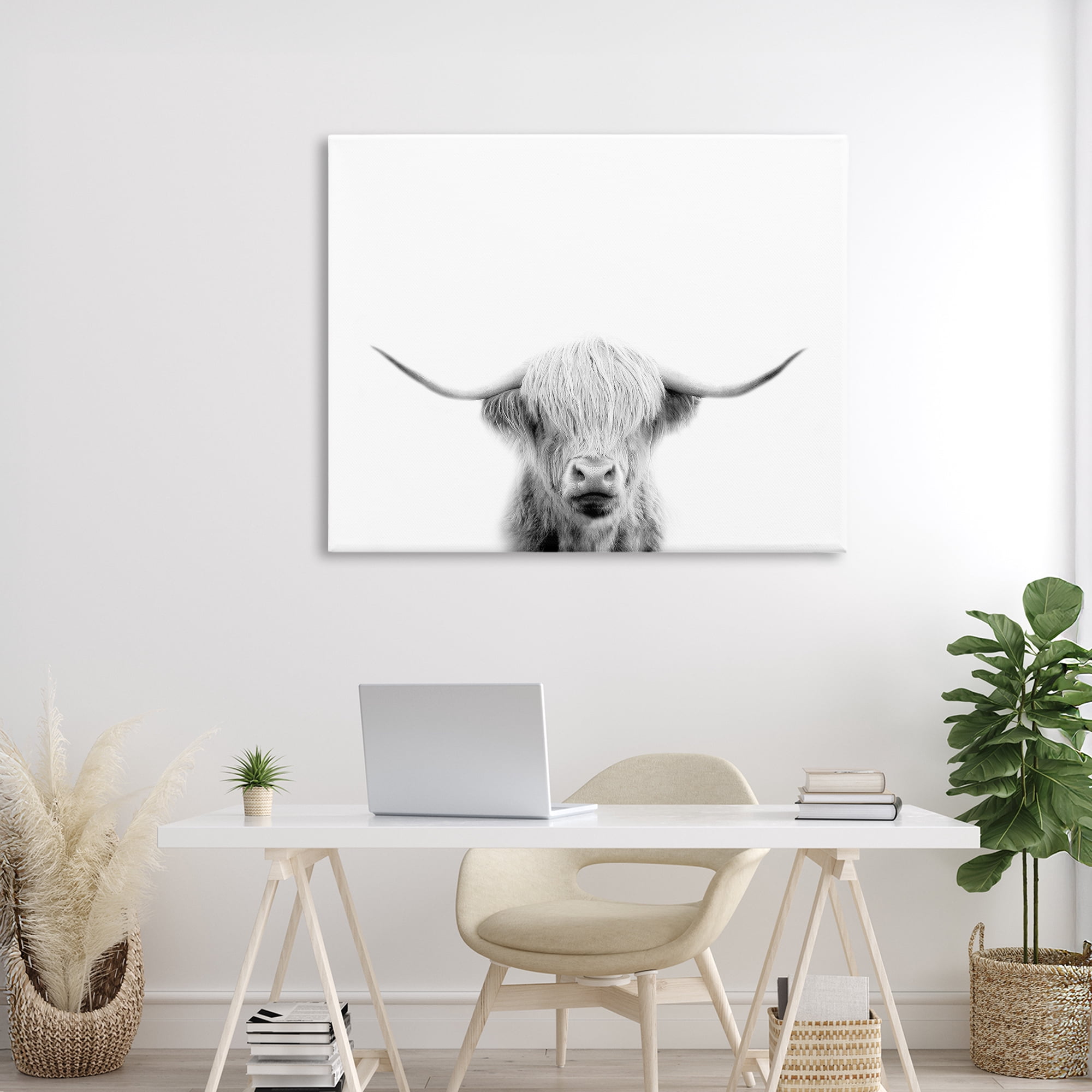 Stupell Industries Scottish Cow Portrait Canvas Wall Art, design by Leah Straatsma
