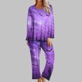 thumbnail image 2 of SwiftWear Halloween Pjs Women Bat Printing Round Neck Long Sleeved Shirts Long Pants Set Sleepwear Comfy Homewear Purple M, 2 of 6