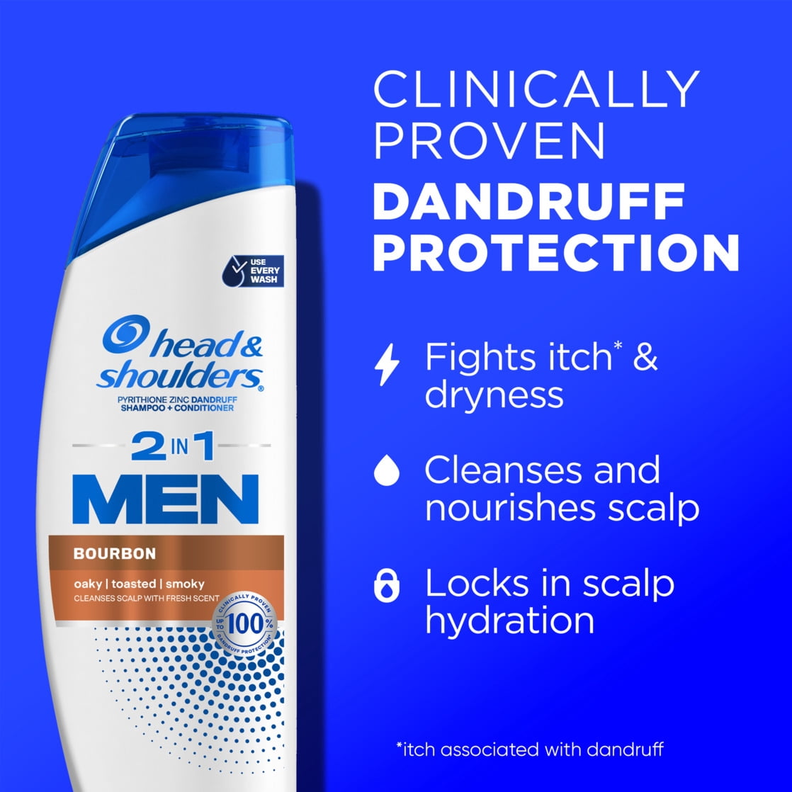 (3 pack) Head and Shoulders Men's Dandruff Shampoo, Bourbon, 12.5 fl oz