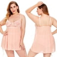 thumbnail image 1 of LSLJS Lingerie Aguichant de Mode pour Femmes, Lingerie Aguichant Unie en Dentelle Ajourée Transparente, Grande Taille, Nuisette String, Ensembles de Lingerie, 1 of 9