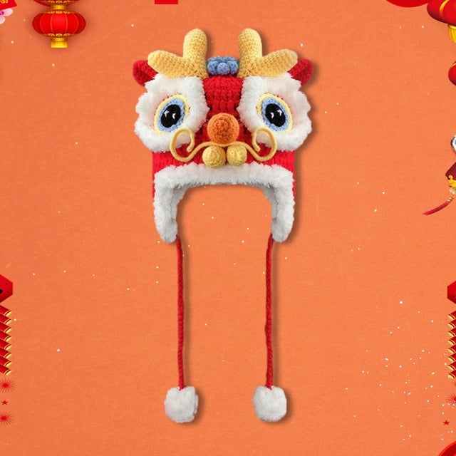 Sombrero de dragón chino, gorro de utilería para fotografía, sombrero de decoración de animales, sombrero cálido de invierno para fiesta de año nuevo, Niño Baoblaze Sombrero de dragón
