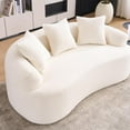 thumbnail image 2 of Demi Bonn 65" Compact Curved Loveseat Sofa with Chenille Fabric, Full Compression Sponge for Small Spaces, Supports up to 300 lbs, No Assembly Needed, White, 2 of 8