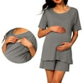 thumbnail image 4 of WERYOUNG Women Nursing Pajamas Set Double Layer Maternity Pajamas Postpartum Homewear Set Top And Shorts 2PCS Sleepwear Sets, 4 of 4