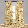 thumbnail image 2 of Floral Design Window Curtains, Geometric Design Summer Vibes Flowers with Simple Petals Romance Print, Lightweight Decor 2-Panel Set with Rod Pocket, Pair of - 28"x63", Marigold Seafoam, by Ambesonne, 2 of 3