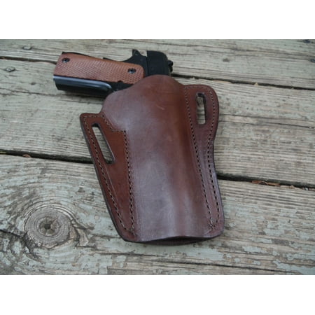 Western Gun Holster #508 - Brown - Smooth Leather - for 1911 Colt, Springfield, Kimber, TISAS, and others  (Best Shoulder Holster For Kimber 1911)