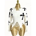 thumbnail image 5 of Women'S Ripped Knitted Cropped Sweater for Party Clubwear with Long Sleeves White 2 One Size, 5 of 8