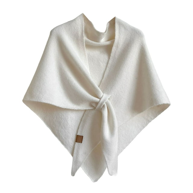 tamizeot Foulard Triangulaire Couleur Unie pour Femmes Tenues Printemps et Automne Multifonctionnelles Rétro Blanc 185*75cm