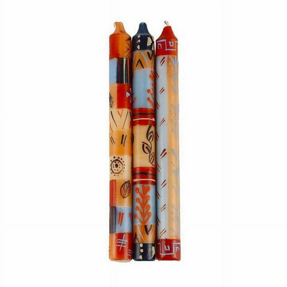 Nobunto PCGB1UZU Handmade & Fair Trade Hand Painted Candles with Uzushi Design, Three Tapers