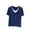 A334 Navy, variant on Short Sleeve Tops for Women Casual Two Layer Look Ribbed T-Shirt V Neck Short Sleeve Summer Tops Contrast Trim Slim Fit Tee Lightweight Versatile Daily Basic Shirt XXL