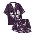thumbnail image 3 of Womens Pajama Sets Halloween Abstract Print Silk Satshort Sleeve Button Sleepwear Loungewear Nightwear Nightclothes Homewear, 3 of 3