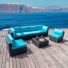 Costway 7 Pcs Rattan Wicker Patio Set Outdoor Sectional Sofa