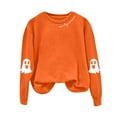 thumbnail image 4 of felwors Sweatshirts Halloween Ghost for Women Funny Long Sleeve Graphic Pullover Tops Cute Crewneck Sweater Orange, XXL, 4 of 5