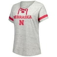 thumbnail image 2 of Women's Fanatics Heather Gray Nebraska Huskers Plus Size Lace-Up V-Neck T-Shirt, 2 of 3