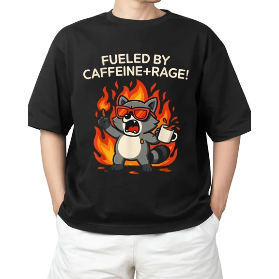 Fueled By Caffeine Rage T-Shirt Chill Mood Outfit S-4XL