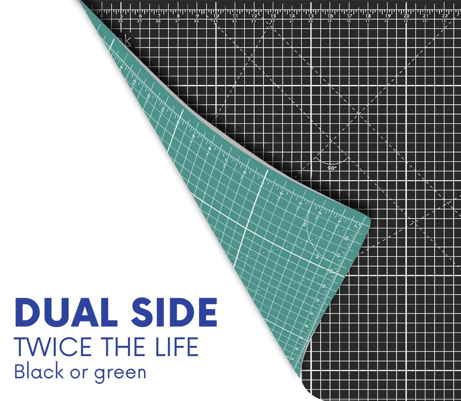 Proartek PK00012 Model GBM4060 Series 40" x 60" Dark Professional Cutting Mat; Black/Green; Double-Sided; Self-Healing; For Graphic Arts, Hobbies, Sewing, Scrapbooking, and other Cutting Projects
