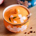thumbnail image 2 of Pastoral Sugar Bowl With Lid And Spoon, Cherry Blossoms Sugar Storage Jar, Hand Painted Sugar Pot, Seasoning Canister-Orange-300ml, 2 of 9