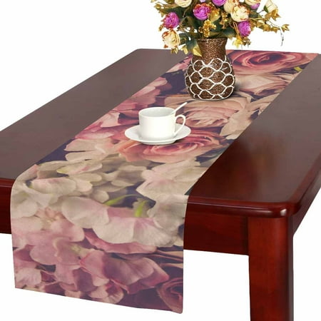 Retro Kitchen Decorations - MKHERT Retro Pink Roses Table Runner For Wedding Party Decoration Kitchen Decor Decoration 16x72 inch