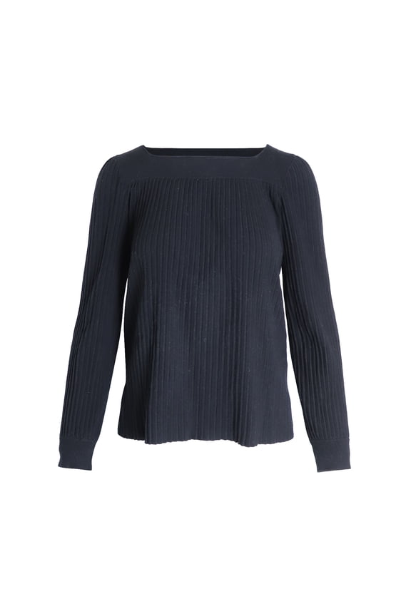 Pre-Owned A.P.C. Bateau Neck Ribbed Sweater in Black Viscose
